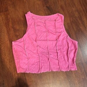 size small shein pink cropped halter neck tank top